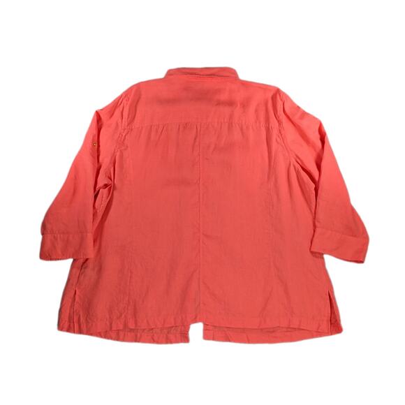 Lauren Ralph Lauren 3X Salmon Pink 100% Linen Button Up Shirt Long Sleeve Women - Picture 2 of 11